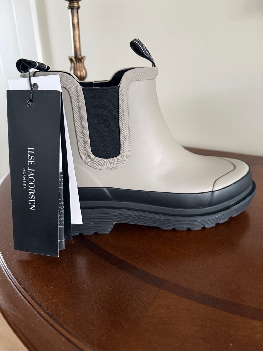 Ilse Jacobsen Grey (Atmosphere) Chelsea Rain Boots with Black Sole